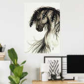 Majestic Mustang door BiHrLe Gray Horse Poster (Thuiskantoor)