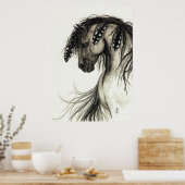 Majestic Mustang door BiHrLe Gray Horse Poster (Keuken)
