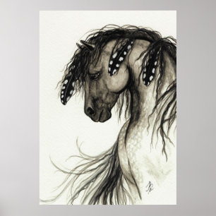 Majestic Mustang door BiHrLe Gray Horse Poster