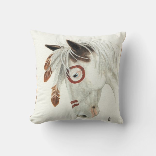 Majestic Mustang Horse van BiHrLe Pillow Kussen (Voorkant)