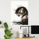 Majestic Mustang Pinto Horse van BiHrLe Poster (Thuiskantoor)