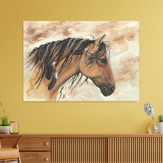 Majestic Mustangs van BiHrLe Canvas Print (Insitu (Woonkamer))