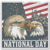 Majestic National Day Eagle Flag Patriot Decal Sticker (Voorkant)