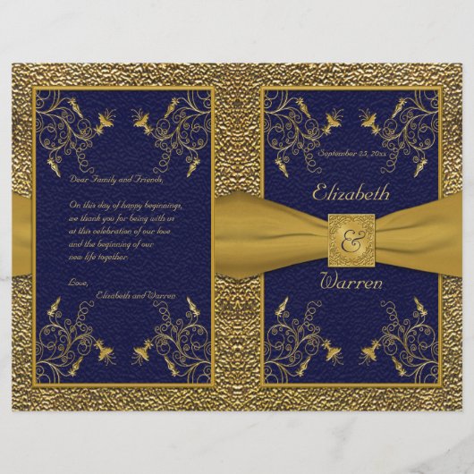 Majestic Navy and Gold Wedding Program (Voorkant)