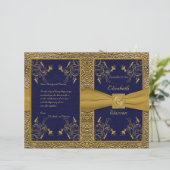 Majestic Navy and Gold Wedding Program (Staand voorkant)