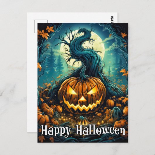 Majestic Nefarious Happy Halloween pompoen Briefkaart (Voorkant / Achterkant)