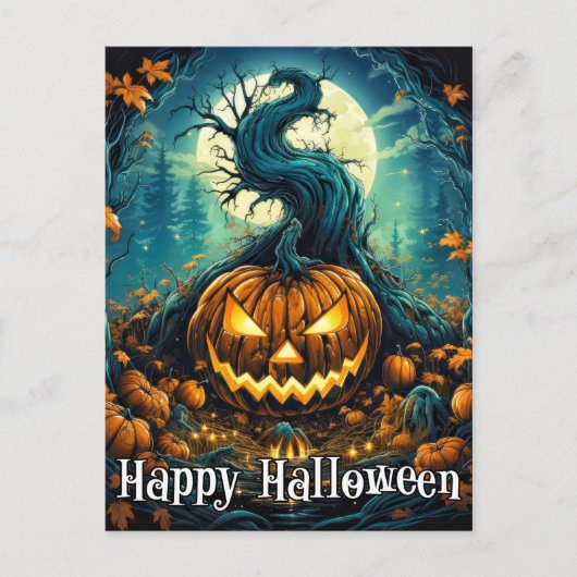 Majestic Nefarious Happy Halloween pompoen Briefkaart (Voorkant)