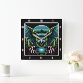 Majestic Neon Falcon Vierkante Klok (Huis)