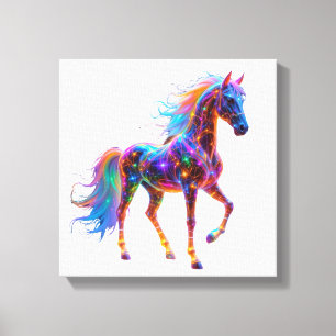 Majestic Neon Horse Canvas Afdruk
