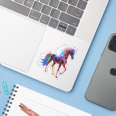 Majestic Neon Horse Sticker (Laptop met iPhone)