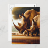 Majestic neushoorns Quenching Dorst Briefkaart (Voorkant / Achterkant)