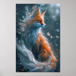 Majestic Nine-Tailed Fox Poster