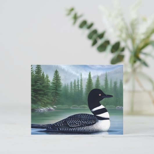Majestic Northern Wilderness Loon Briefkaart (Staand voorkant)