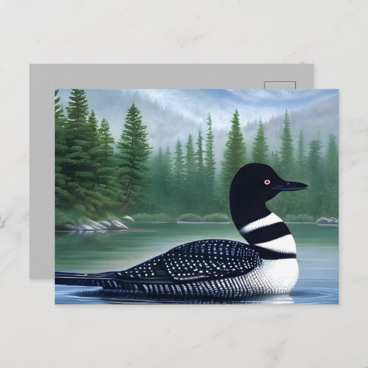 Majestic Northern Wilderness Loon Briefkaart (Voorkant / Achterkant)