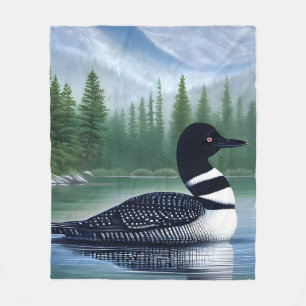 Majestic Northern Wilderness Loon Fleece Deken