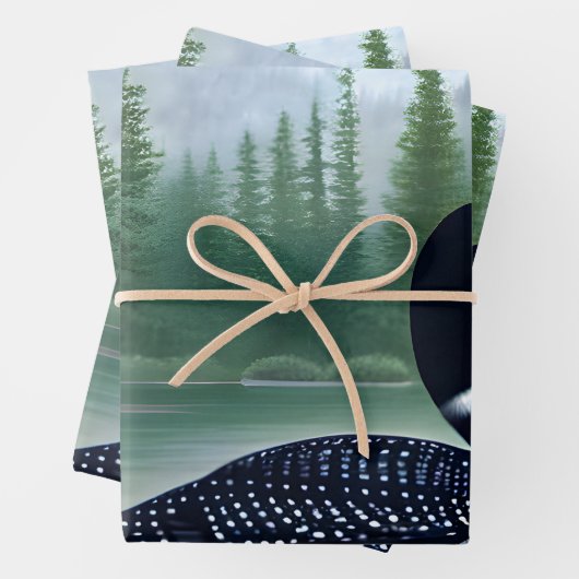 Majestic Northern Wilderness Loon Inpakpapier Vel (In situ)