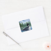 Majestic Northern Wilderness Loon Vierkante Sticker (Envelop)