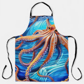 Majestic Octopus Blue Ocean Wave Expressionisme Schort (Voorkant)