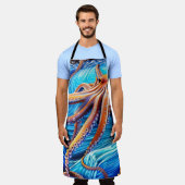 Majestic Octopus Blue Ocean Wave Expressionisme Schort (Gedragen)