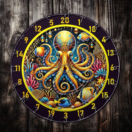 Majestic Octopus Glow Dartboard Design Dartbord