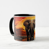 Majestic Olifant bij zonsondergang Mok (Voorkant links)
