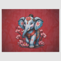 Majestic olifant in traditionele Japanse stijl.