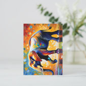 Majestic Olifant Levendige Afrikaanse Wildlife Art Briefkaart (Staand voorkant)