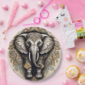 Majestic Olifant Mandala Papieren Bordje (Feest)