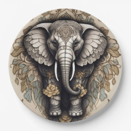 Majestic Olifant Mandala Papieren Bordje