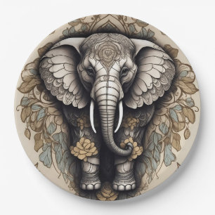 Majestic Olifant Mandala Papieren Bordje