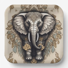Majestic Olifant Mandala Papieren Bordje