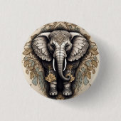 Majestic Olifant Mandala Ronde Button 3,2 Cm (Voorkant)