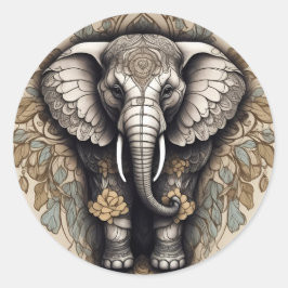 Majestic Olifant Mandala Ronde Sticker
