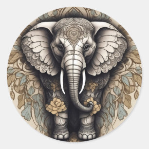 Majestic Olifant Mandala Ronde Sticker