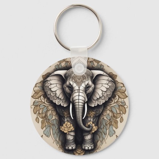 Majestic Olifant Mandala Sleutelhanger (Voorkant)