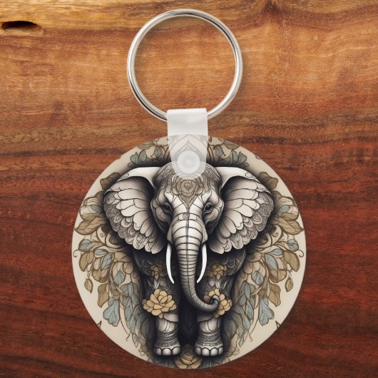 Majestic Olifant Mandala Sleutelhanger (Voorkant)