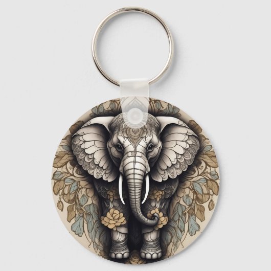 Majestic Olifant Mandala Sleutelhanger (Achterkant)