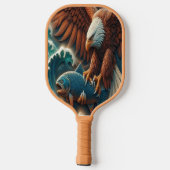 Majestic Ontmoeting: Adelaar en Vis Pickleball Paddle (Achterkant)
