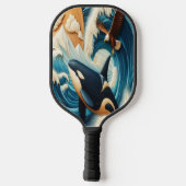 Majestic Ontmoeting: Orka en Adelaar Pickleball Paddle (Achterkant)