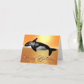 Majestic Orca Orange Ocean Sunset Birthday Card Kaart (Voorkant)