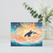 Majestic Orca Sunset Ocean Briefkaart (Staand voorkant)