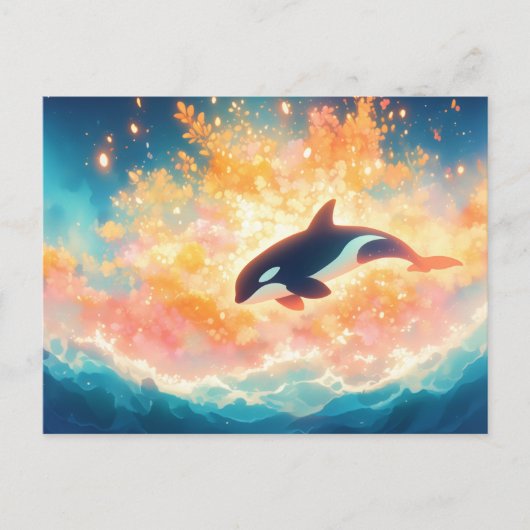 Majestic Orca Sunset Ocean Briefkaart (Voorkant)