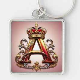 Majestic Ornate Letter A with Crown Sleutelhanger