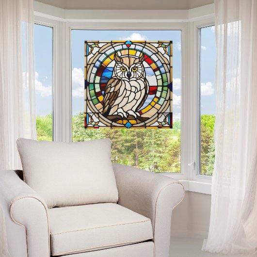 Majestic Owl Faux Glas in lood Raamsticker