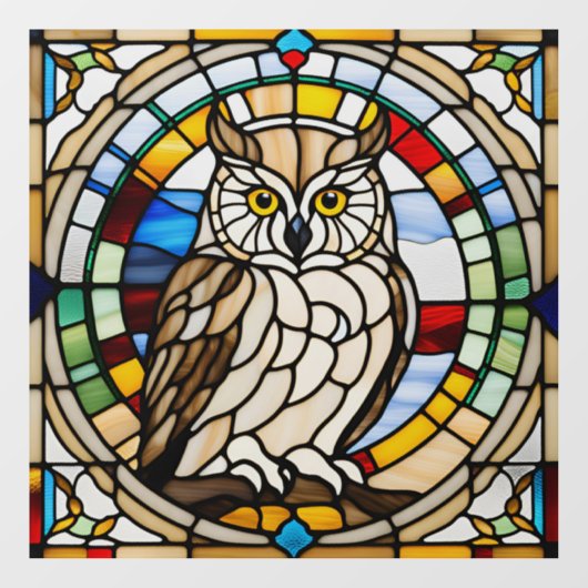 Majestic Owl Faux Glas in lood Raamsticker (Vel)