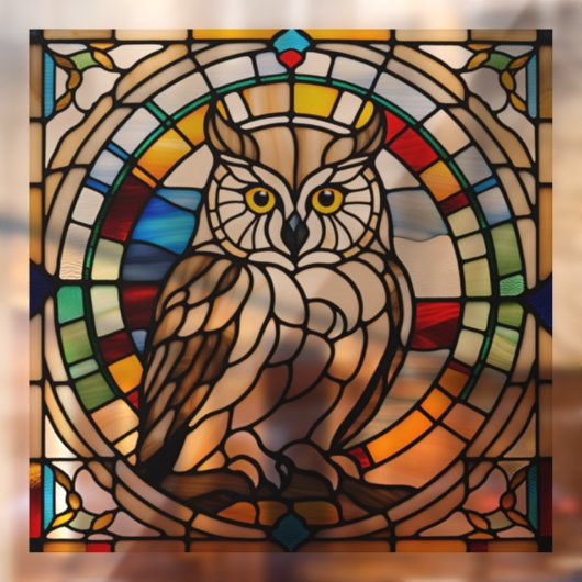 Majestic Owl Faux Glas in lood Raamsticker (Vel 2)