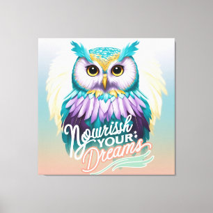 "Majestic Owl met Motivatie boodschap" Canvas Afdruk