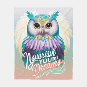 "Majestic Owl met Motivatie boodschap" Fleece Deken