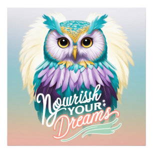 "Majestic Owl met Motivatie boodschap" Foto Afdruk