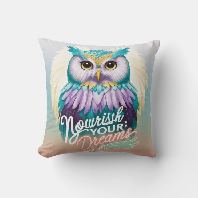"Majestic Owl met Motivatie boodschap" Kussen (Voorkant)